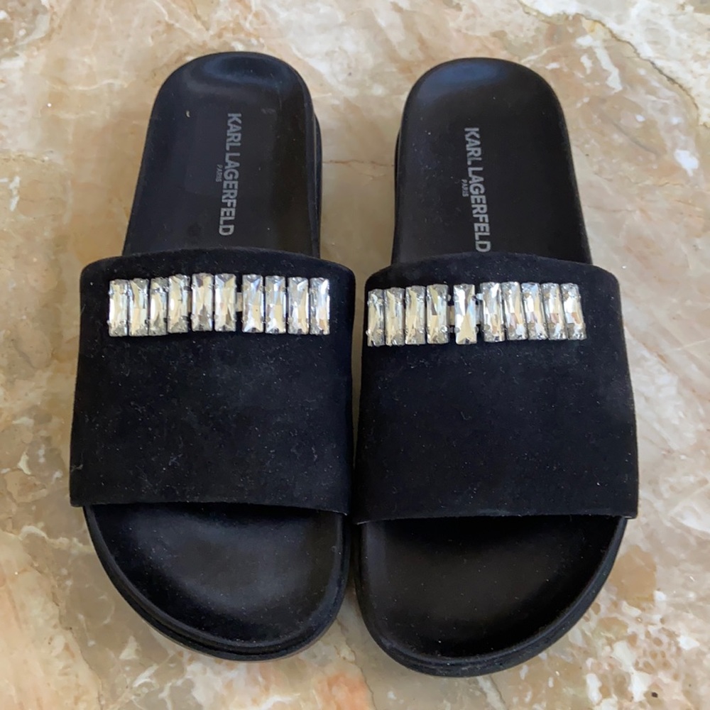 Rhinestone Suede Slides
